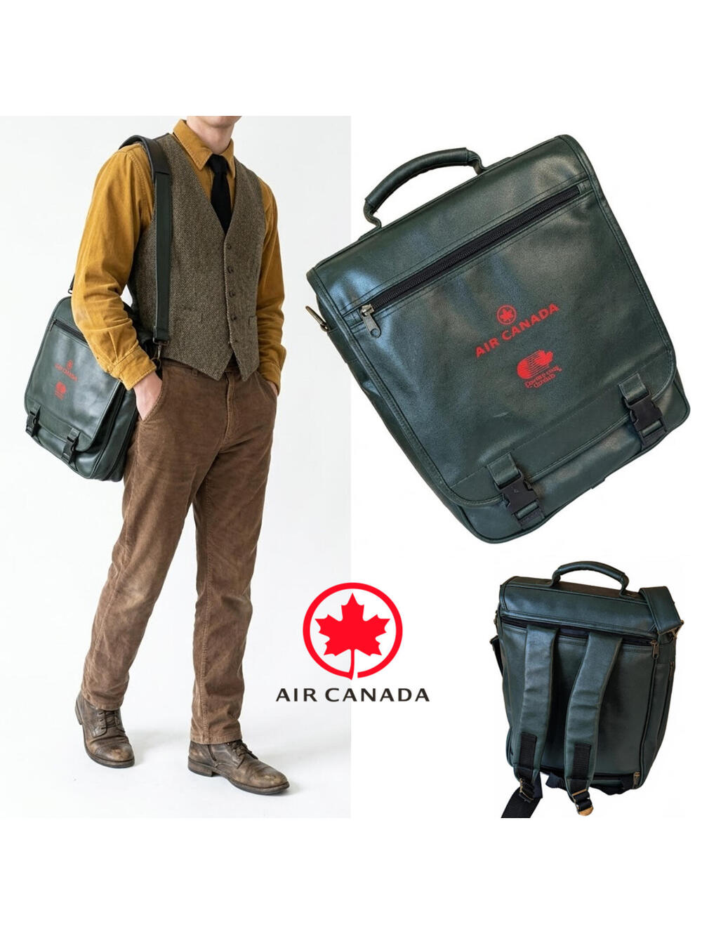 Air Canada Unisex Convertible Messenger Bag Backpack China